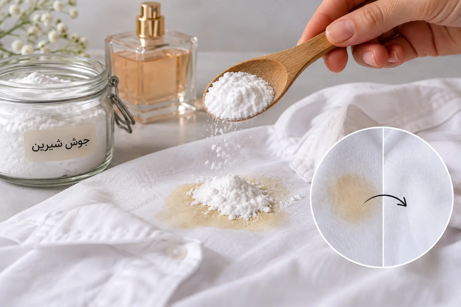جوش شیرین برای پاک کردن لکه عطر