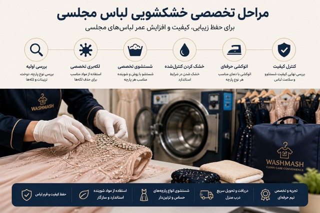 مراحل شستشوی لباس مجلسی در واش ماش